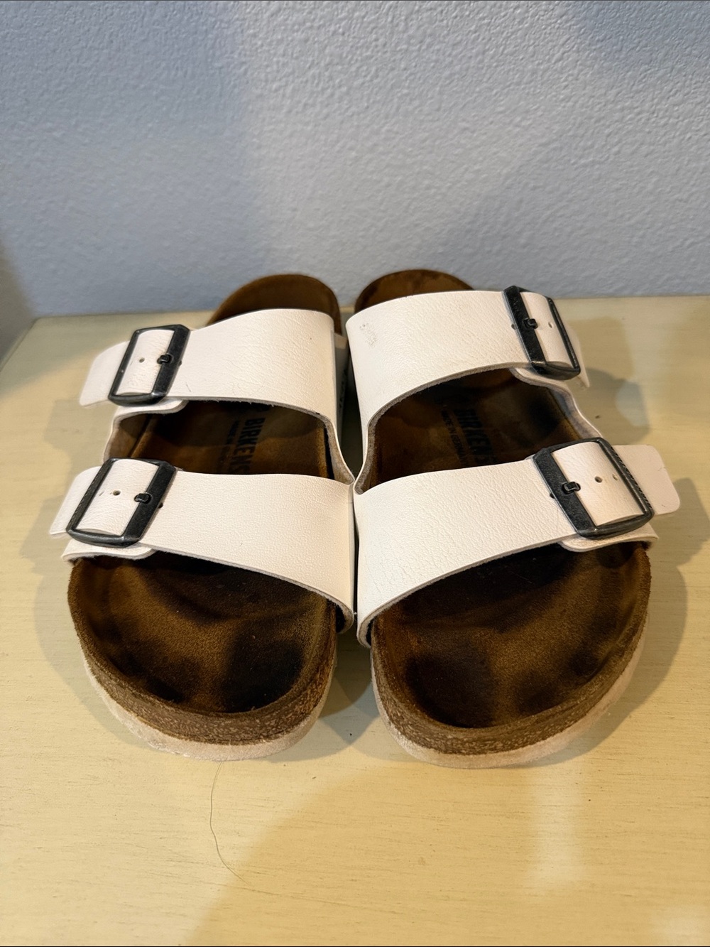 Birkenstock White Double-Strap Buckle Sandals